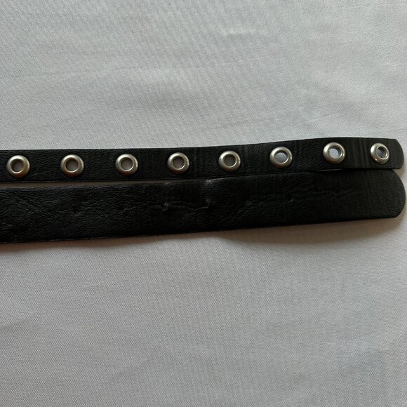 Brandy Melville Belts Lot of 2 Black Faux Leather Silver Buckle Rivet Holes - Picture 9 of 15